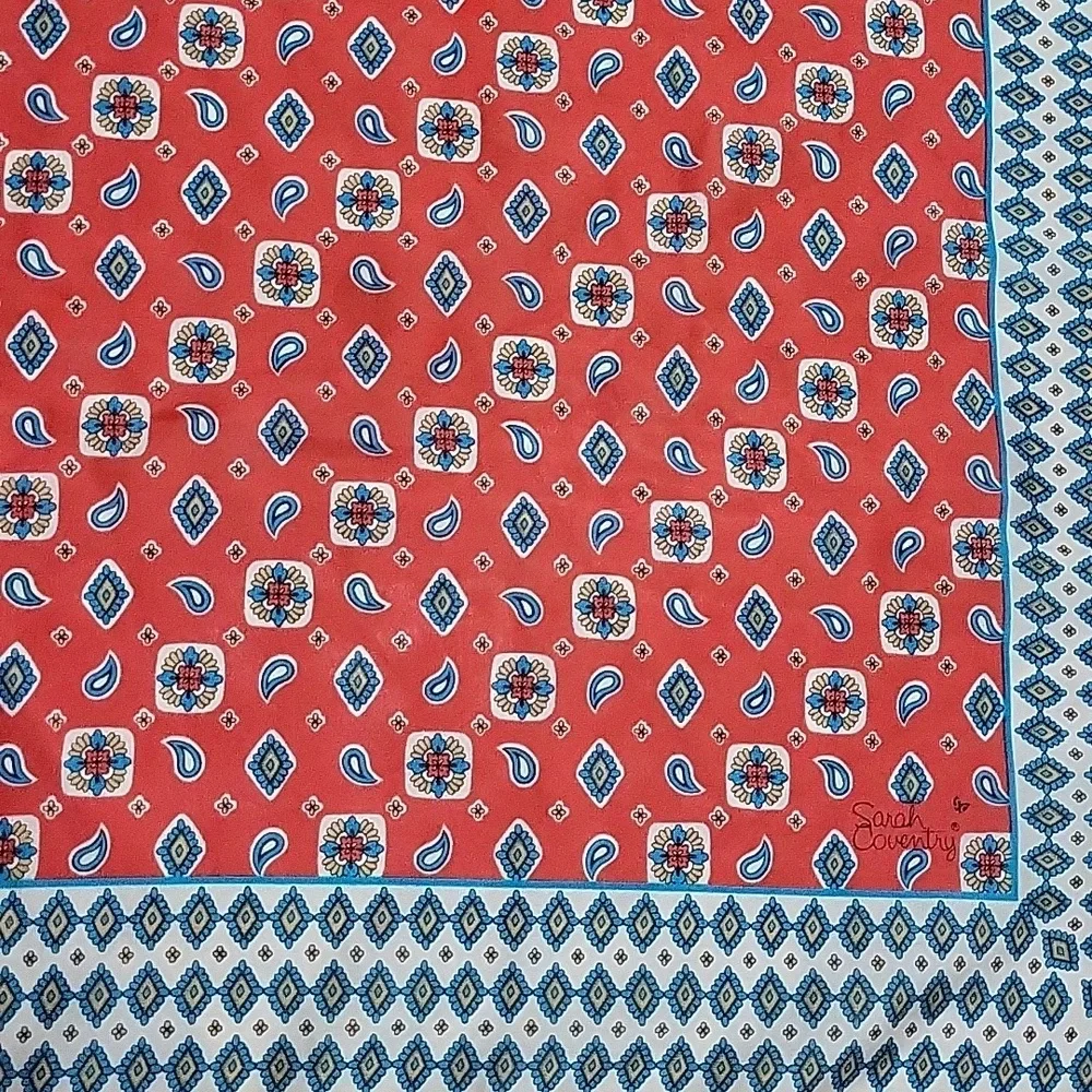 Vintage Sarah Coventry Paisley-Inspired Geometric Scarf | 31” | Made in Italy - Picture 5 of 11